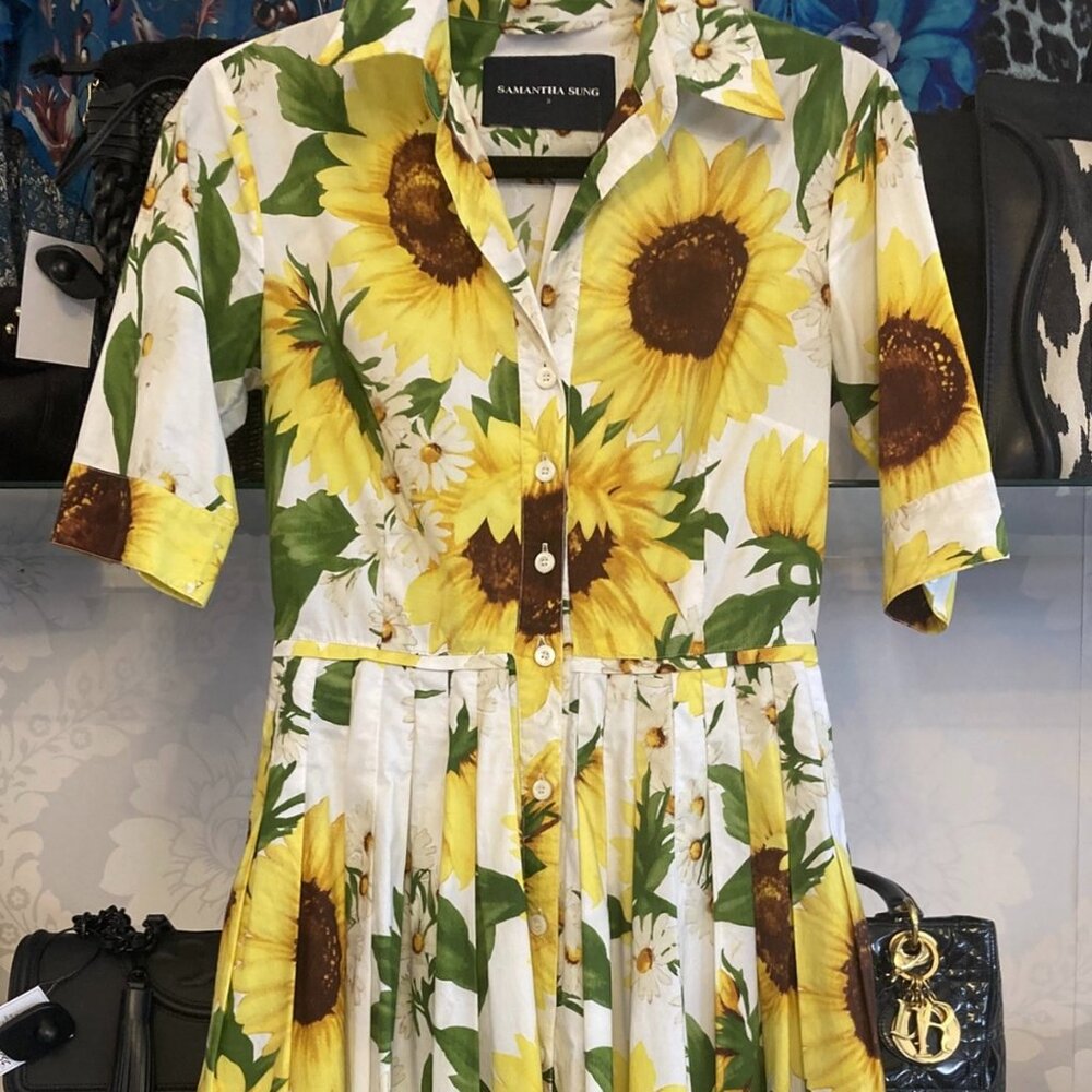 Samantha Sung Audrey Sunflower Print Shirtdress -Size 2